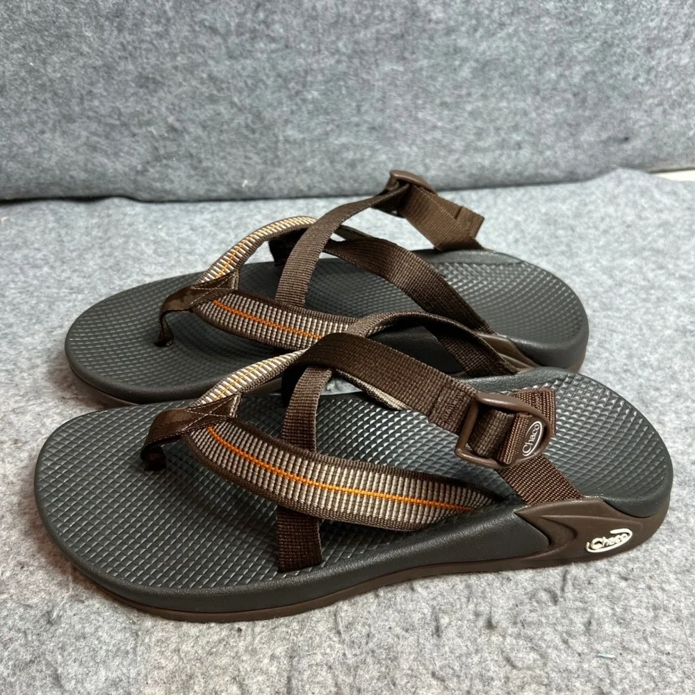 Chaco Z/Volv Flip Flop Sandals Mens Brown Adjustable Straps Outdoor Hiking Shoes